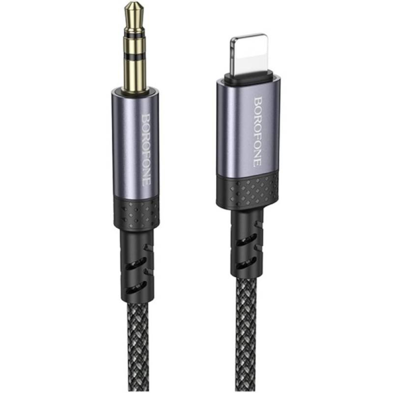 Кабель BOROFONE BL24 Lightning M-Jack 3.5mm 1m Metal Grey (6941991118975)
