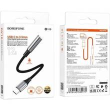 Переходник BOROFONE Type-C M-Jack 3.5mm Metal Gray (BV16)