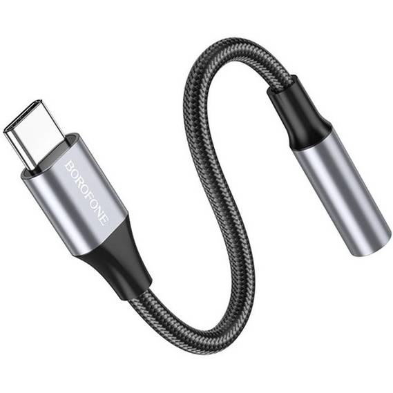 Переходник BOROFONE Type-C M-Jack 3.5mm Metal Gray (BV16)