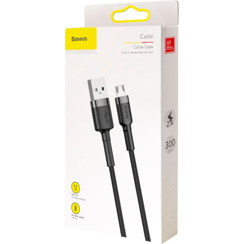 Кабель BASEUS Cafule Cable USB - Micro-USB 3 м Grey/Black (CAMKLF-HG1) Довжина 3