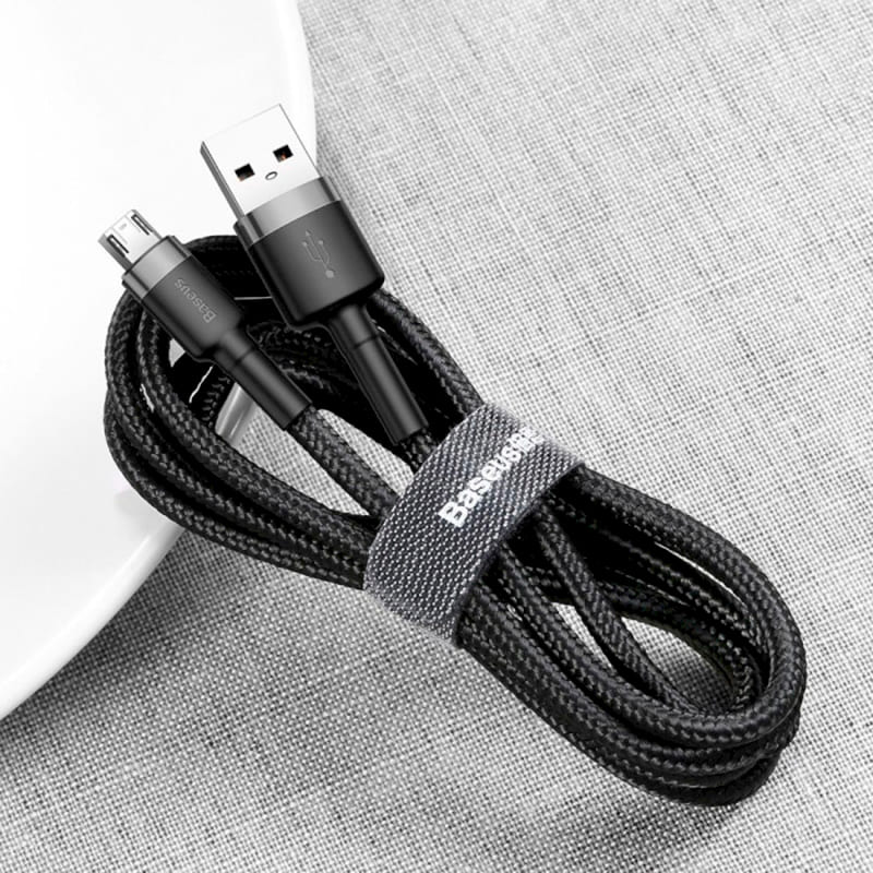Кабель BASEUS Cafule Cable USB - Micro-USB 3 м Grey/Black (CAMKLF-HG1) Підсвітка False