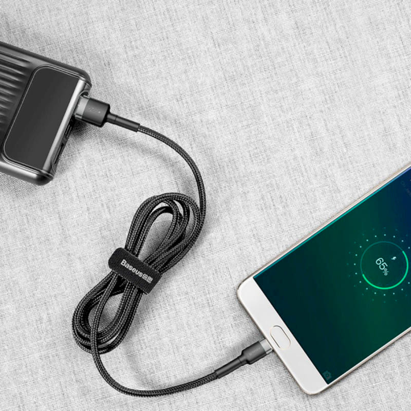 Зовнішній вигляд Кабель BASEUS Cafule Cable USB - Micro-USB 3 м Grey/Black (CAMKLF-HG1)