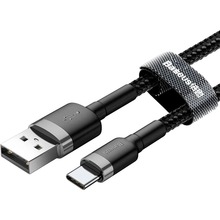 Кабель BASEUS Cafule Cable USB - USB Type-C 3 м Grey/Black (CATKLF-UG1)