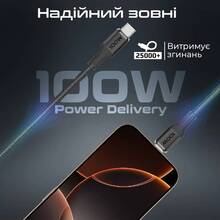Кабель PROMATE 2x100W PD USB-C 5W (fusion-ccw.black)
