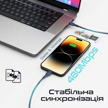 Кабель PROMATE USB Type-C to Lightning 27W PD 1.2 м Blue (fletchlink-ci.blue)