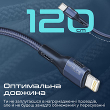 Кабель PROMATE USB Type-C to Lightning 27W PD 1.2 м Blue (fletchlink-ci.blue)
