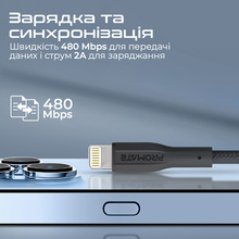 Кабель PROMATE Lightning to USB 2A 2 м Black (xcord-ai200.black)