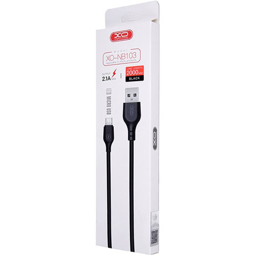 Кабель XO NB103 USB – MicroUSB 2m Black (XO-NB103-BK) Дополнительно 2.1A