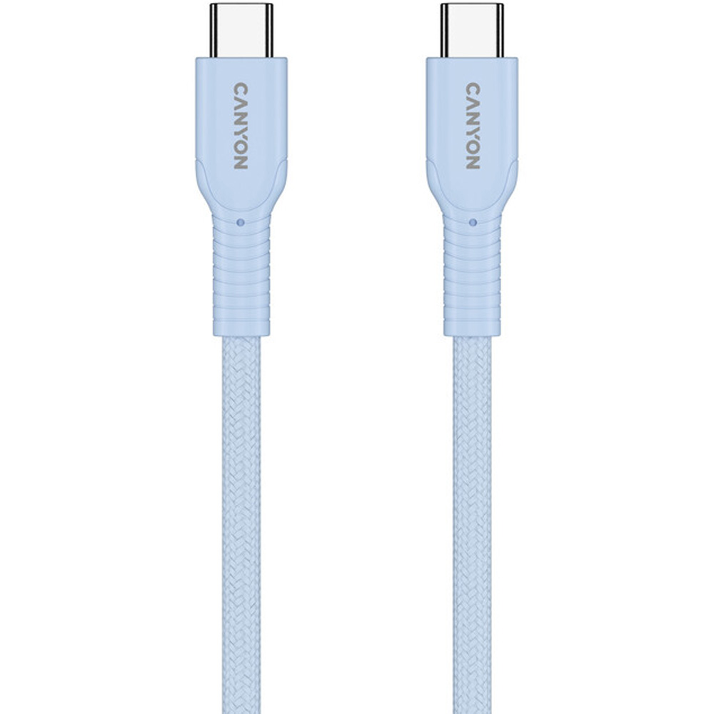 Кабель CANYON OnWire 60CL USB Type-C-USB Type-C 60W COLOR Braided 1м Light Blue (CND-CCAP60AB10LBL) Тип USB Type-С - USB Type-С