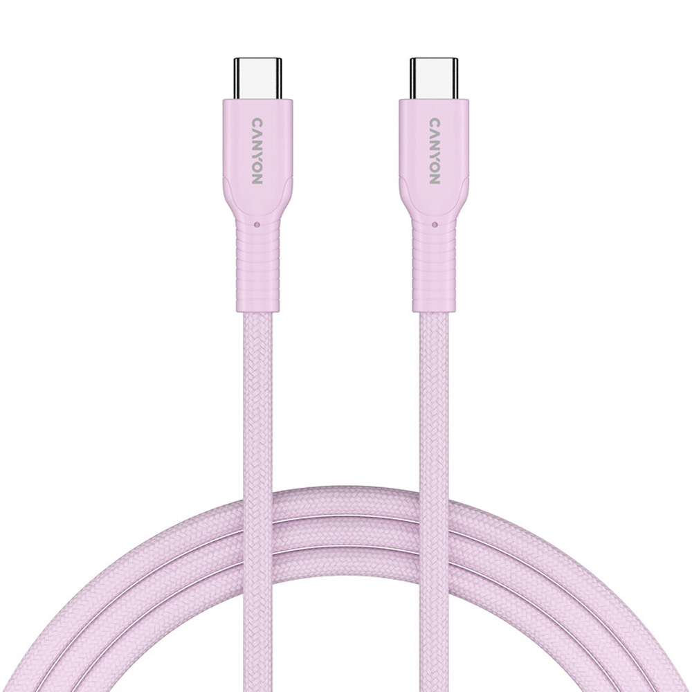 Кабель CANYON OnWire 60CL USB Type-C-USB Type-C 60W COLOR Braided 1м Pink (CND-CCAP60AB10PK) Кабель CANYON OnWire 60CL USB Type-C-USB Type-C 60W COLOR Braided 1м Pink (CND-CCAP60AB10PK)