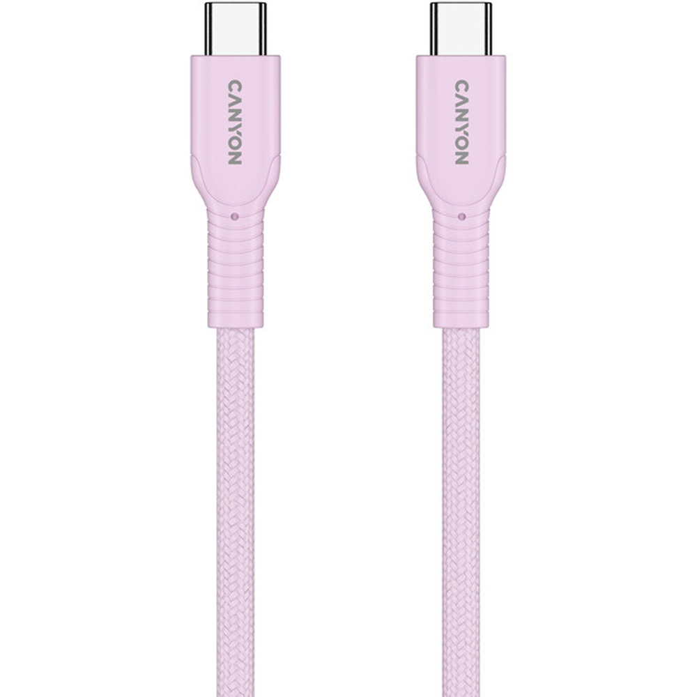 Кабель CANYON OnWire 60CL USB Type-C-USB Type-C 60W COLOR Braided 1м Pink (CND-CCAP60AB10PK) Тип USB Type-С - USB Type-С