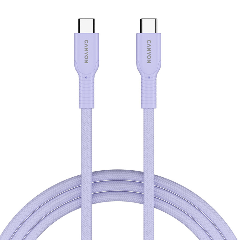 Кабель CANYON OnWire 60CL USB Type-C-USB Type-C 60W COLOR Braided 1м Purple (CND-CCAP60AB10PU) Кабель CANYON OnWire 60CL USB Type-C-USB Type-C 60W COLOR Braided 1м Purple (CND-CCAP60AB10PU)