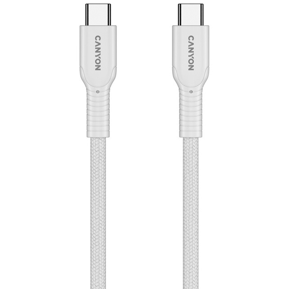 Кабель CANYON OnWire 60CL USB Type-C-USB Type-C 60W COLOR Braided 1м White (CND-CCAP60AB10W) Тип USB Type-С - USB Type-С