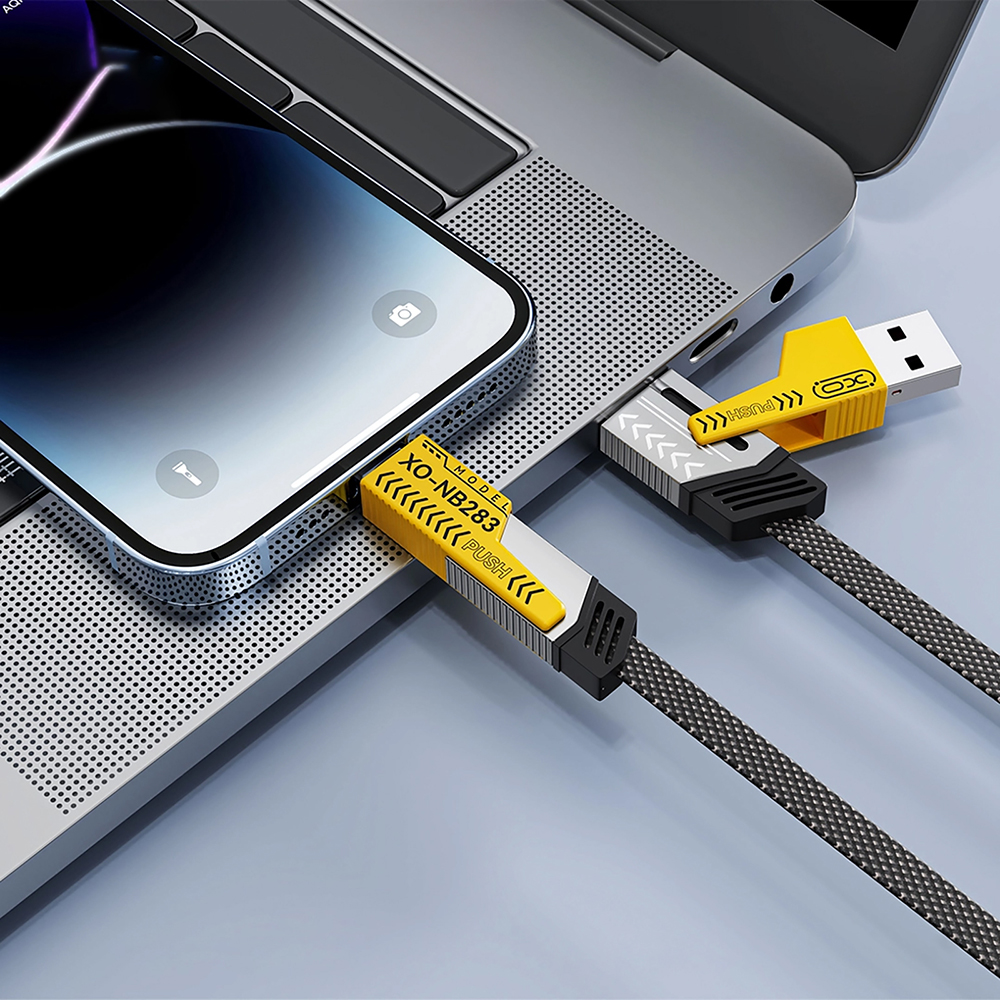Кабель XO USB Type-C/Type-A - USB Type-C/Lightning (NB283-CAI gray) Довжина 1
