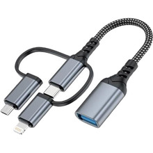 Адаптер XOKO 3 в 1 OTG USB 3.0 - Type-C, micro USB, 60W, 11cm (XK-AC-155)