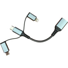 Адаптер XOKO 3 в 1 OTG USB 3.0 - Type-C, micro USB, 60W, 11cm (XK-AC-155)