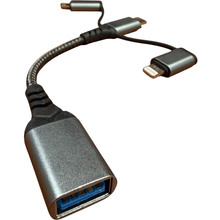 Адаптер XOKO 3 в 1 OTG USB 3.0 - Type-C, micro USB, 60W, 11cm (XK-AC-155)