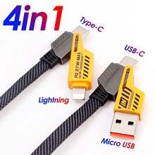 Кабель WUW X207 4 in 1 USB - Lightning/micro-USB/USB Type-З 65W 1 м Black (6972573336524)