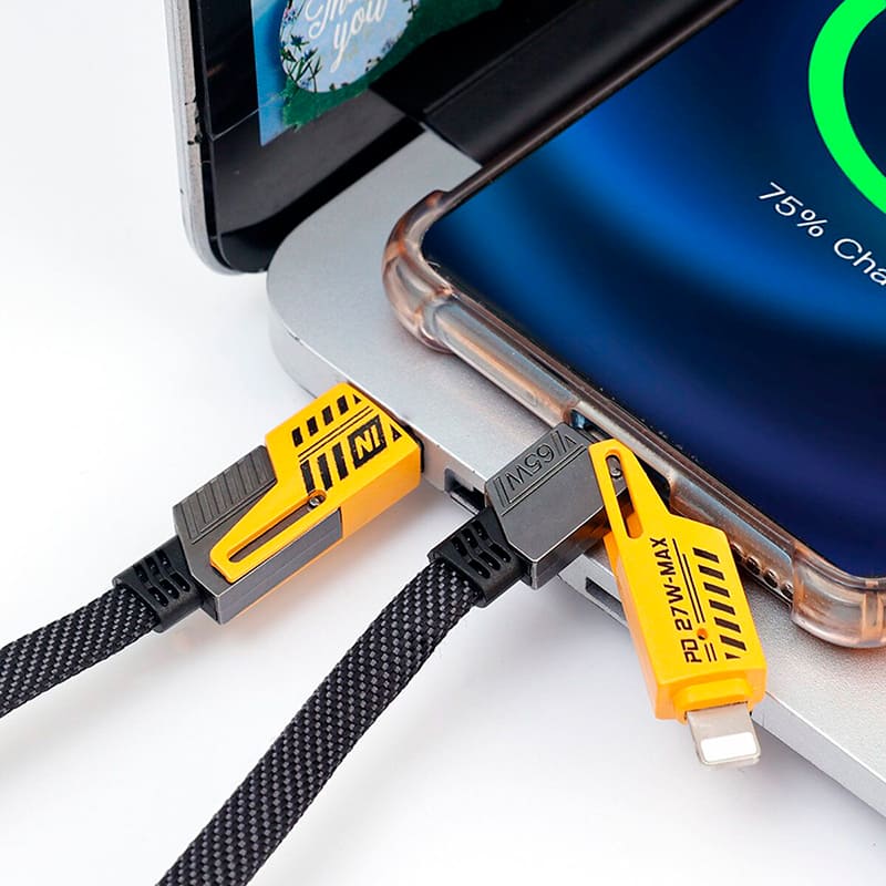 Кабель WUW X207 4 in 1 USB - Lightning/micro-USB/USB Type-З 65W 1 м Black (6972573336524) Тип USB – Lightning/micro-USB/USB Type-C