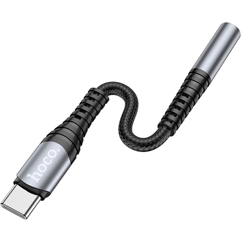 Зовнішній вигляд Перехідник HOCO LS33 USB Type-C - аудіо 3.5 мм 0.12 м Metal Gray (6931474761163)