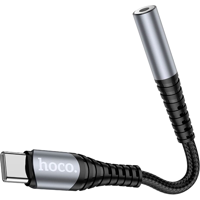 Фото 4 Перехідник HOCO LS33 USB Type-C - аудіо 3.5 мм 0.12 м Metal Gray (6931474761163)