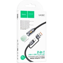 Кабель-светильник HOCO UA38C 2 in 1 USB - USB Type-C LED 0.3 м Black (6942007647755)