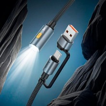Кабель-светильник HOCO UA38C 2 in 1 USB - USB Type-C LED 0.3 м Black (6942007647755)