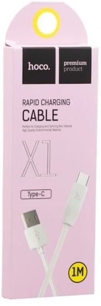 Зовнішній вигляд Кабель HOCO X1 USB для Type-C 3A PVC PVC 1 м White (6957531032045)