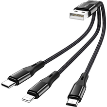 Кабель HOCO X47 USB для iP+Type-C+Micro 2.4A 0.25 м Black (6931474727398)