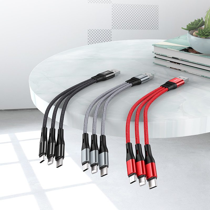 Кабель HOCO X47 USB для iP+Type-C+Micro 2.4A 0.25 м Black (6931474727398) Довжина 0.25