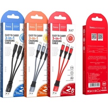 Кабель HOCO X47 USB для iP+Type-C+Micro 2.4A 0.25 м Black (6931474727398)