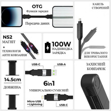 Кабель ROLLING SQUARE inCharge X 6 in 1 100 W 14.5 см Black (X01WR)