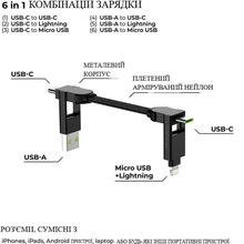 Кабель ROLLING SQUARE inCharge X 6 in 1 100 W 14.5 см Black (X01WR)