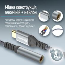 Кабель COLORWAY Female Audio USB Type-C - аудіо 3.5 мм 14 см Gray (CW-AD-CJ)