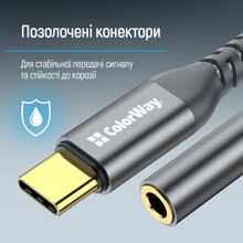 Кабель COLORWAY Female Audio USB Type-C - аудіо 3.5 мм 14 см Gray (CW-AD-CJ)