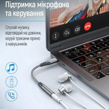 Кабель COLORWAY Female Audio USB Type-C - аудіо 3.5 мм 14 см Gray (CW-AD-CJ)