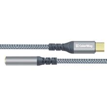 Кабель COLORWAY Female Audio USB Type-C - аудіо 3.5 мм 14 см Gray (CW-AD-CJ)