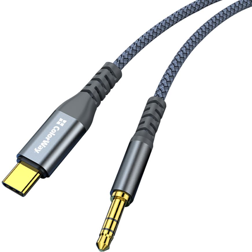 Кабель COLORWAY USB Type-C - аудио 3.5 мм 1.2 м Gray (CW-CBPDJ071-G) Тип USB Type-С - аудио 3.5 мм