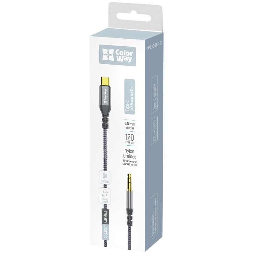 В Украине Кабель COLORWAY USB Type-C - аудио 3.5 мм 1.2 м Gray (CW-CBPDJ071-G)