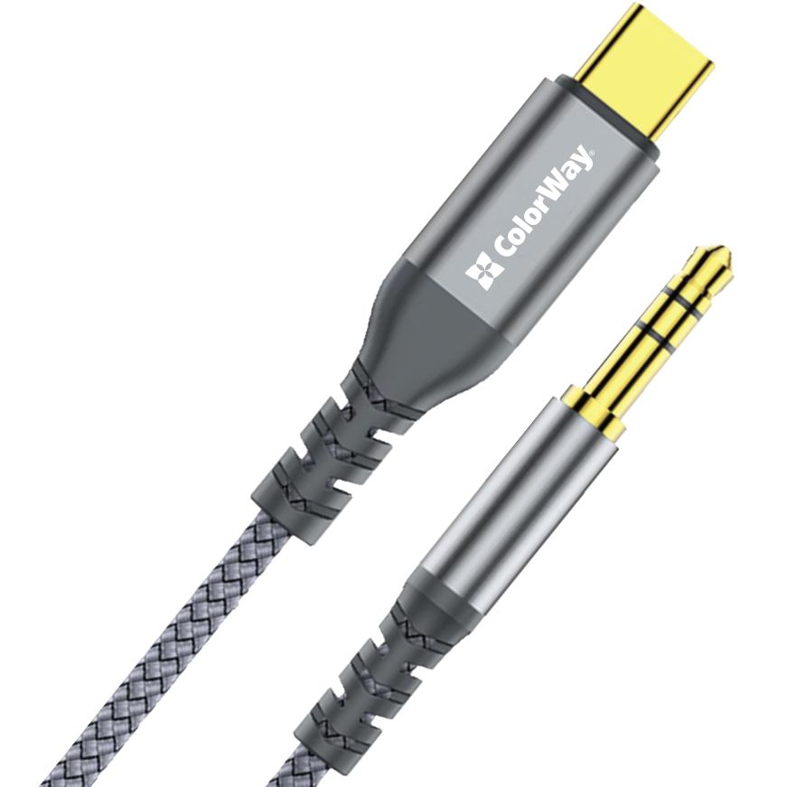 Кабель COLORWAY USB Type-C - аудио 3.5 мм 1.2 м Gray (CW-CBPDJ071-G) Длина 1.2