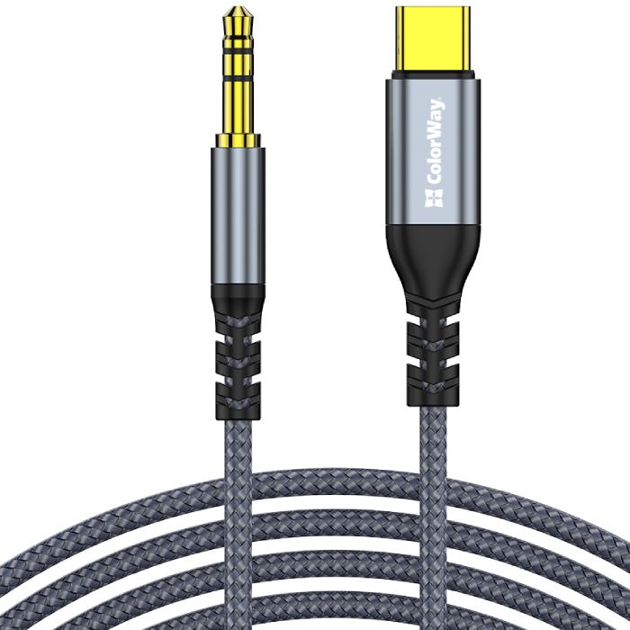 Кабель COLORWAY USB Type-C - аудио 3.5 мм 1.2 м Gray (CW-CBPDJ071-G)