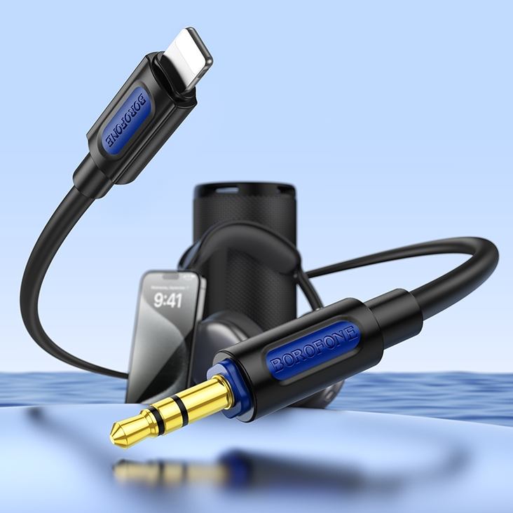 Фото 4 Кабель BOROFONE BL20 Lightning - аудіо 3,5 мм 1м Black (6941991114397)