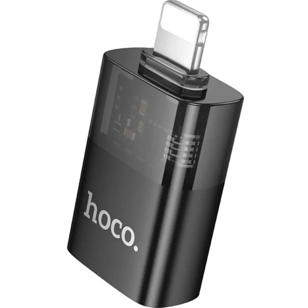 Адаптер HOCO UA36 USB - Lightning OTG Black (6942007647151) Підсвітка True