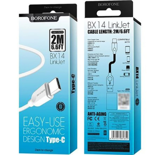Заказать Кабель BOROFONE BX14 LinkJet USB - USB Type-C 2 м White (6957531090021)