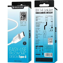 Кабель BOROFONE BX14 LinkJet USB - USB Type-C 2 м White (6957531090021)