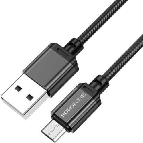 Кабель BOROFONE BX87 Sharp USB - micro-USB 1 м Black (6974443389029) Додатково Сила струму: 2.4 А; Матеріал конектора: алюмінієвий сплав