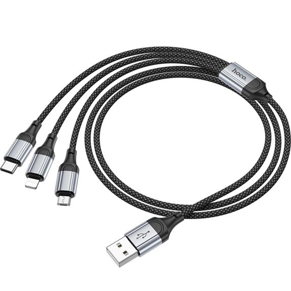 Кабель HOCO X102 Fresh 3 in 1 USB - Lightning/micro-USB/USB-Type-C 1 м Black (6942007608794) Длина 1