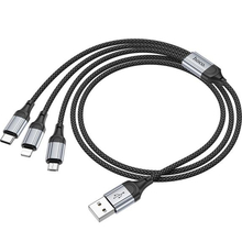 Кабель HOCO X102 Fresh 3 in 1 USB - Lightning/micro-USB/USB-Type-C 1 м Black (6942007608794)