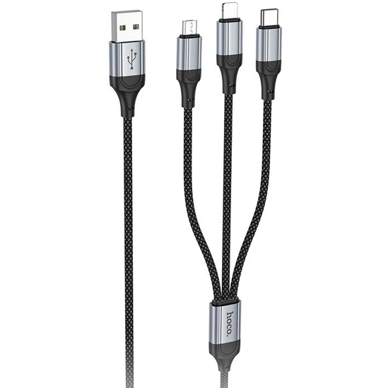 Кабель HOCO X102 Fresh 3 in 1 USB - Lightning/micro-USB/USB-Type-C 1 м Black (6942007608794)