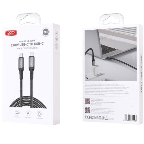Кабель XO NBQ264A USB Type-C - USB Type-C 240W 2 м Black (NBQ264B_C_Black) Фото Кабель XO NBQ264A USB Type-C - USB Type-C 240W 2 м Black (NBQ264B_C_Black)